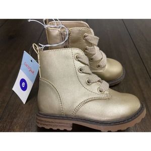 Cat & Jack Toddler Girls' Lace-Up Zipper Combat Boots Rose Gold Size 6